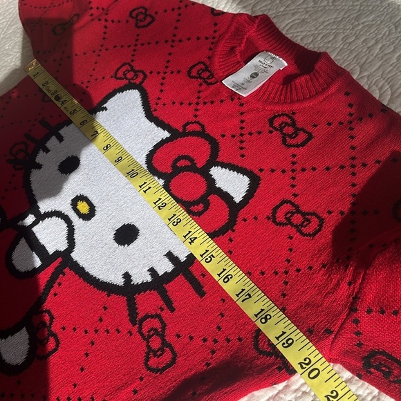 NWT Sanrio Hello Kitty Sweater Pullover XS Long Sleeve Red Bows Retro 70's 80's - Picture 11 of 17